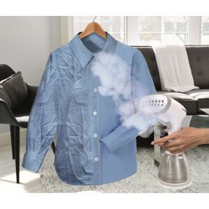 Jocca 5926 handheld garment steamer in use, removing wrinkles from a shirt - Steam iron