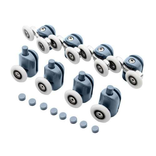 Role pentru uși de duș, set de 8 bucăți, gri, alb, pentru sticlă de 4-6 mm