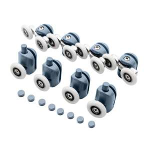 Duschkabinenrollen, 8-teiliges Set, grau, weiß, für 4-6 mm Glas - WC-Sitze, Duschkabine, Wasserhahn, Duschtür, Badezimmerschrank, Wäschekörbe und Brausegarnitur