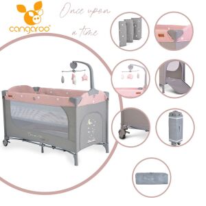 Cangaroo Once upon2 2 szint utazóágy zenélő forgó játékkal pink 135612698 - Cangaroo