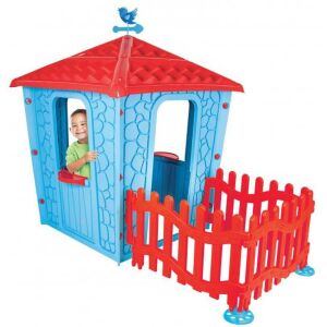 Pilsan Kék/Piros Gyermekház Kerítéssel - Játékház 3 éves kortól 135612809 - Játszóház