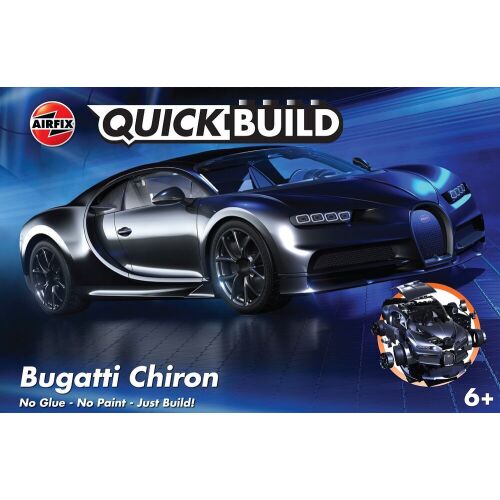 Airfix QUICKBUILD Bugatti Chiron fekete modell autó készlet 6+ gyerekeknek - Airfix