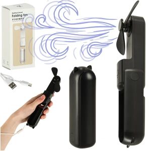 Összecsukható USB-C mini ventilátor, 1200 mAh, 3 fokozat, fekete