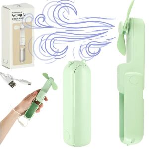 Hordozható mini USB ventilátor 3 sebességgel, powerbank funkcióval, zöld