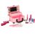 Pink makeup set for girls with nail polish, brushes and accessories