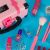 Rózsaszín Hordozható Gyerek Smink Készlet accessories: makeup brushes, nail polish, glitter