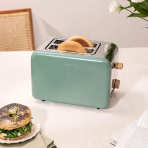 Prajitor de pâine CREATE Retro, 2 felii, verde salvie, cu pâine prăjită și bagel - Prajitoare de paine