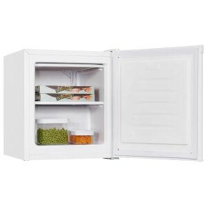 Nyitott Exquisit 34 literes mini fagyasztó fagyasztott élelmiszerekkel. - Beépíthető hűtőszekrény, Alulfagyasztós hűtőszekrény, Felülfagyasztós hűtőszekrény, Egyajtós hűtőszekrény és Minihűtő