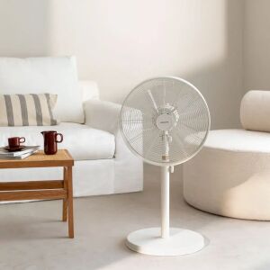 Függőleges ventilátor retró állvánnyal, CREATE, Air Stand Wood, fehér