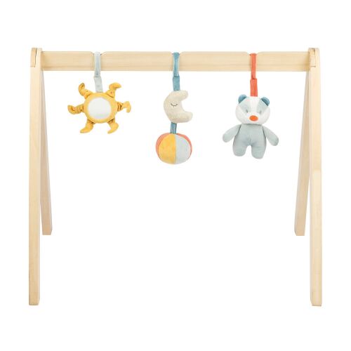 Nattou Felix and Leo wooden baby gym with hanging toys