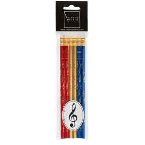 Ceruza szett - arany, kék, piros, violinkulcs mintás - 6 db. 135634416 - Grafitceruza