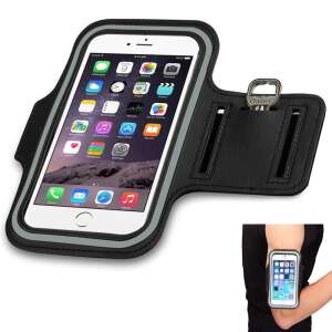 Brățară sport neagră pentru telefoane de până la 8,5 cm x 15 cm, cu suport pentru chei, pentru alergare, jogging, fitness, antrenament, sală de sport, exerciții - Verk Group