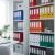 Office shelving with colorful Esselte lever arch files