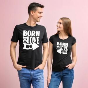 Born to love her/ him | grafikás páros pamutpóló 135655524 - Póló