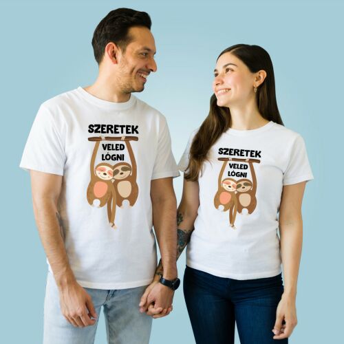 Veled lógni | grafikás páros pamutpóló 135655692