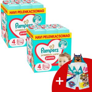 Pampers Premium Care Pants 2 Месечен пакет пелени 9-15 кг Maxi 4 (228 бр.) + Подаръчна кърпа PAW Patrol 135659943