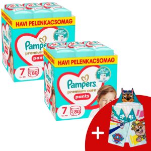 Pampers Premium Care Pants 2 Monthly Diaper Pack 17kg+ Junior 7 (160pcs) + Gift PAW Patrol Towel 135660661