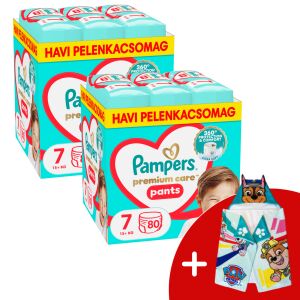 Pampers Premium Care Pants 2 Pachet lunar de scutece 17kg+ Junior 7 (160pcs) + Prosop cadou PAW Patrol 145329355 - Genti pentru scutece și Scutece bebelusi