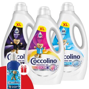 Coccolino minden mosáshoz Csomag + Ajándék Coccolino Passion Flower & Bergamot Öblítő