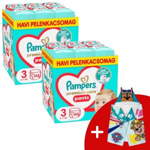 Pampers Premium Care Pants 2 Monthly Diaper Pack 6-11kg Midi 3 (288pcs) + Gift PAW Patrol Towel 135668300