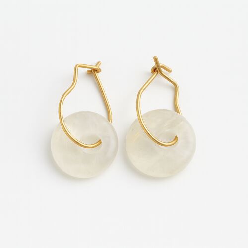 Cercei cu pietre semiprețioase din cristal de cuarț natural și tortițe placate cu aur 18K, handmade în România 135675180