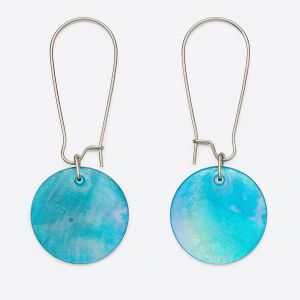 Cercei lucrați manual din scoici verde marin deschis cu cârlige din oțel inoxidabil - Cercei damă