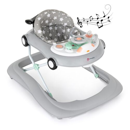 Petite&Mars Cabrio Grey Chodzik dla dziecka z panelem muzycznym