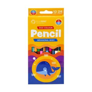 Színes ceruza készlet, kétvégű duocolor 12/24 szín Bluering® 24 klf. szín, Bálnás 135694480