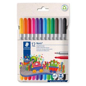Filzstift-Set, 1-3 mm, doppelseitig, auswaschbar, STAEDTLER "Noris® 320, 12 verschiedene Farben 135697161 - STAEDTLER