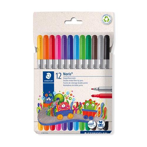 Filzstift-Set, 1-3 mm, doppelseitig, auswaschbar, STAEDTLER "Noris® 320, 12 verschiedene Farben 135697161