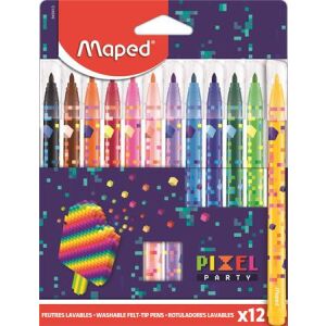 Filctoll készlet, 2,8 mm, kimosható, MAPED "Pixel Party", 12 különböző szín 135697351 - Rajzeszköz