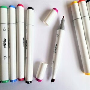 BAMBINO Művész filctoll készlet, kétvégű alkoholos filctollak fehér háttéren - Filctoll