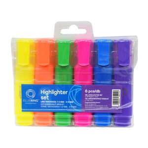 Szövegkiemelő lapos testű készlet, Bluering® 6 klf. szín 135697523