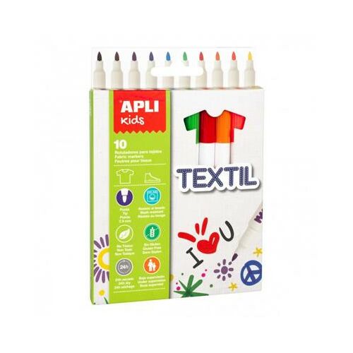 Textilfilc, 2,9 mm, APLI Kids "Markers Textil", 10 különböző szín 135698698