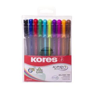 Golyóstoll készlet, 1,0 mm, kupakos, háromszögletű, KORES "K1-M", vegyes 135698812 - Kores