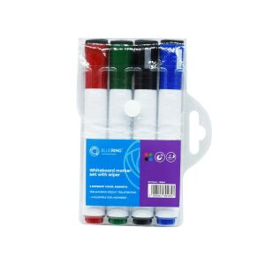 Táblamarker készlet, 3mm, mágneses, törlővel multifunkciós kerek Bluering®, 4 klf. szín 135700498