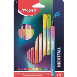 Filctoll készlet, 2,5 mm, kimosható, MAPED "Nightfall", 12 különböző szín 135700593 - Rajzeszköz