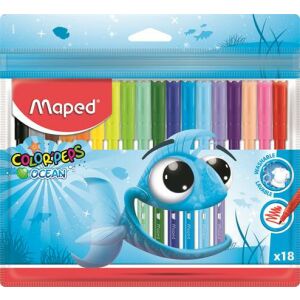 Filctoll készlet, 2 mm, kimosható, MAPED "Color'Peps Ocean", 18 különböző szín 135702751 - Rajzeszköz