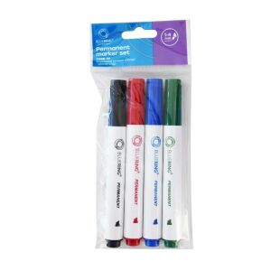 Alkoholos marker készlet, 1-4mm, vágott hegyű, hegyű 4-es készlet, Bluering® 135703465