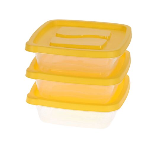 Set 3 caserole Excellent Houseware, polipropilena, 17x17x5.5 cm, 1 l, transparent/galben 135703573