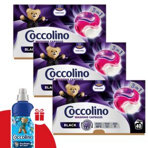 Coccolino Black 3in1 Waschkapsel 3x40 Wäschen + GIFT Coccolino Passionsblume &amp; Bergamotte Spülung 135711620