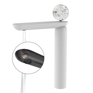 Zadabso fehér fürdőszobai csaptelep kristály fogantyúval és hosszú kifolyócsővel - Zadabso