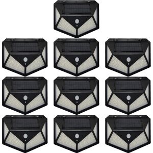 10 darabos napelemes, 180 LED-es mozgásérzékelős lámpa szett - Napelemes lámpa