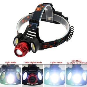 Selling Depot Fényszóró, Újratölthető elemekkel, Erős LED-világítás, 4 világítási mód, Hideg fehér fény, Villogó mód kerékpárhoz, Rugalmas szalag fej rögzítéséhez, Piros 143735528 - Irányfény