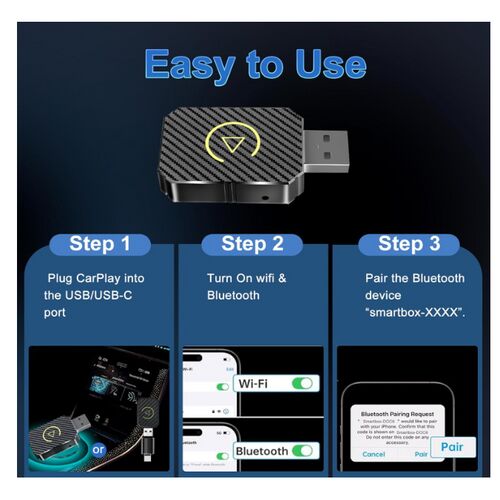 Bezprzewodowy adapter CarPlay, adapter CarPlay, adapter CarPlay do Android Auto, adapter CarPlay do iPhone'a, adapter CarPlay do Androida