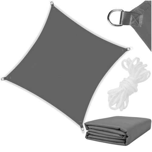 Springos graphite square shade sail 3x3m with ropes and storage bag