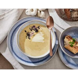 HILDA világoskék kőedény mélytányér levesel - Tányér