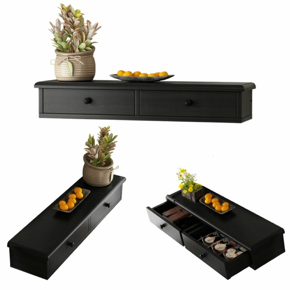 Hanging raft cu sertare în negru loft modern pentru camera de zi de perete spațioase