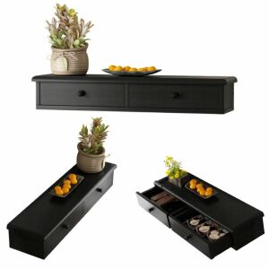 Collage des schwarzen Schweberegals mit Schubladen, mehrere Ansichten - Schlafzimmermöbel