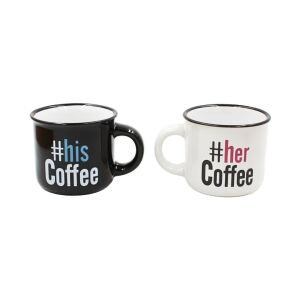 2er-Set Espressotassen, Nekupto – „#hisCoffee & #herCoffee“, 2 x 80 ml 135911560 - Nekupto